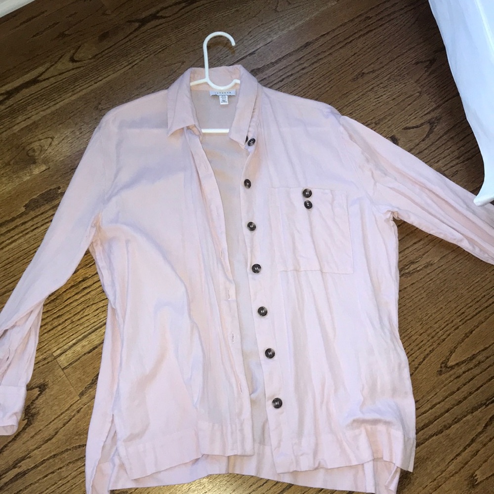 TOPSHOP Light Pink Button Down Top